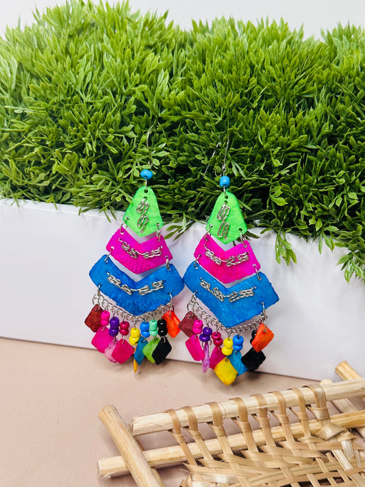 Eco handcrafted earrings made of Pirarucu Fish Scale