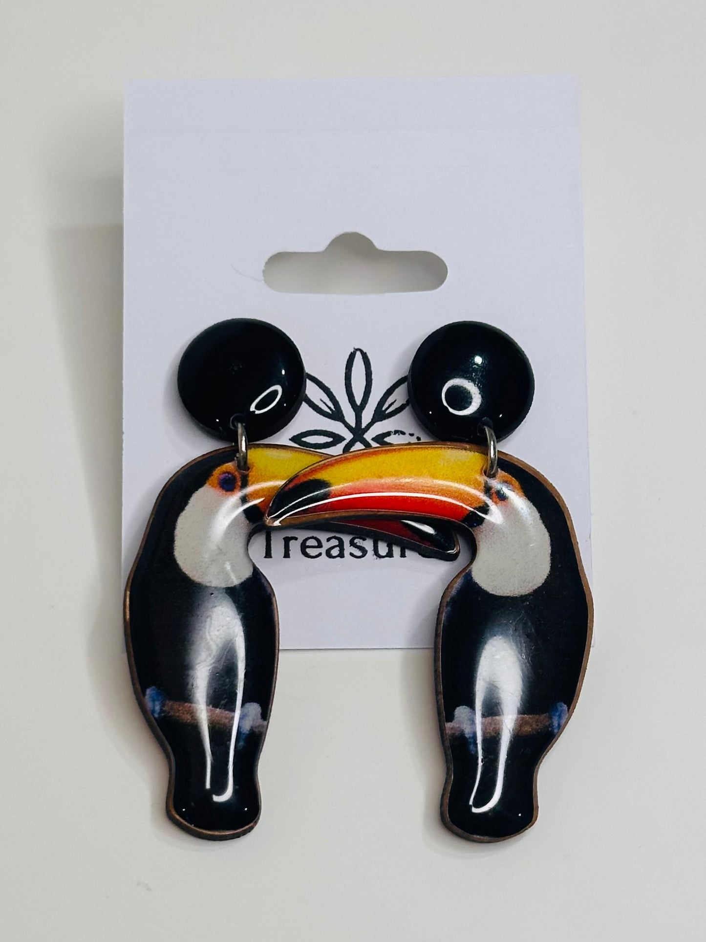 Wooden Macaw/Tucan Earrings