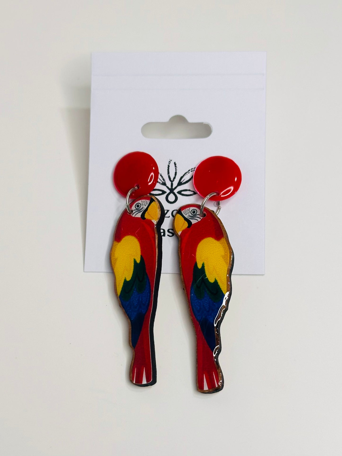 Wooden Macaw/Tucan Earrings