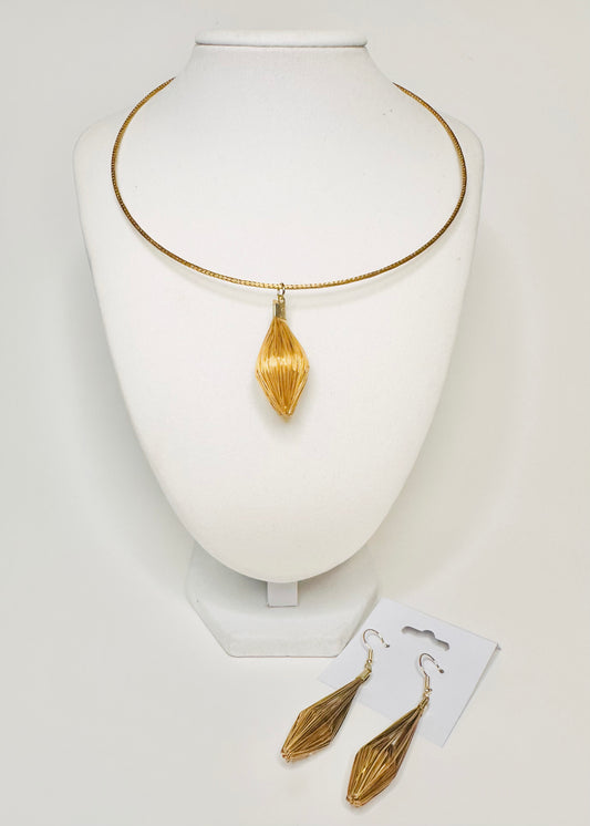 Nature's Radiance Set – Handcrafted Golden Grass Jewelry | Sustainable Natural Elegance