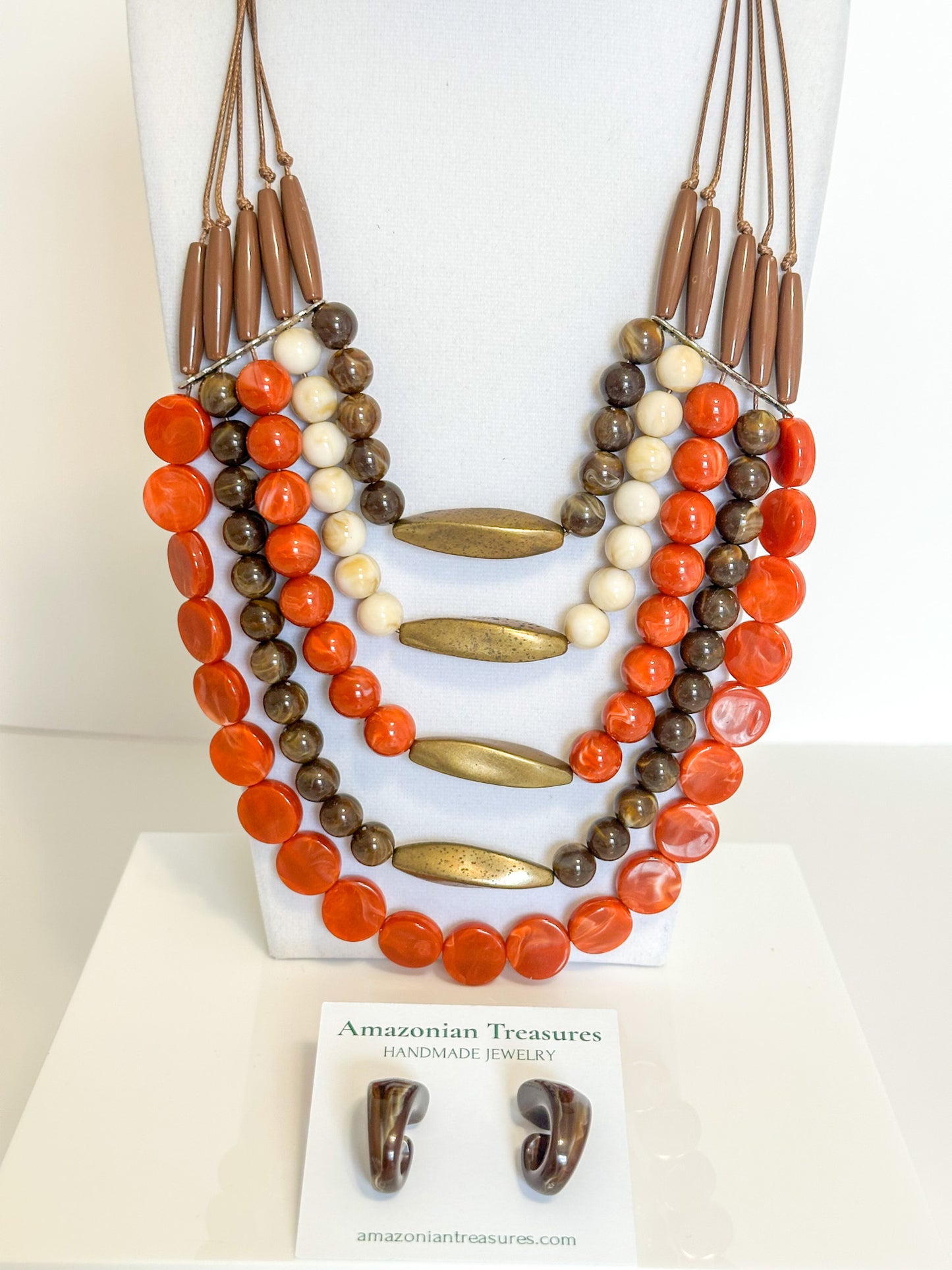 Brazilian Layered Beaded Statement Necklace & Earrings | Echoes of Brazil