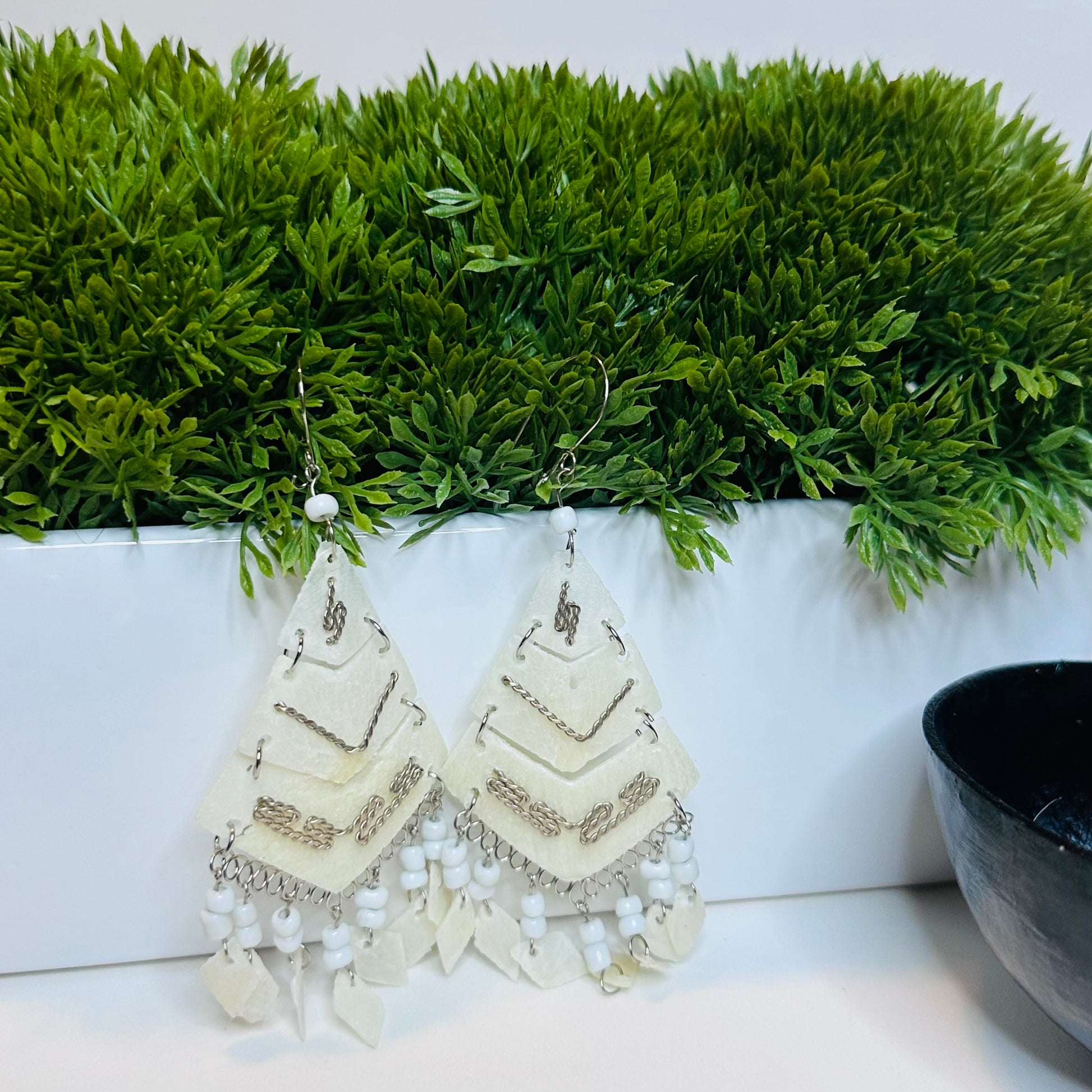 Eco handcrafted earrings made of Pirarucu Fish Scale