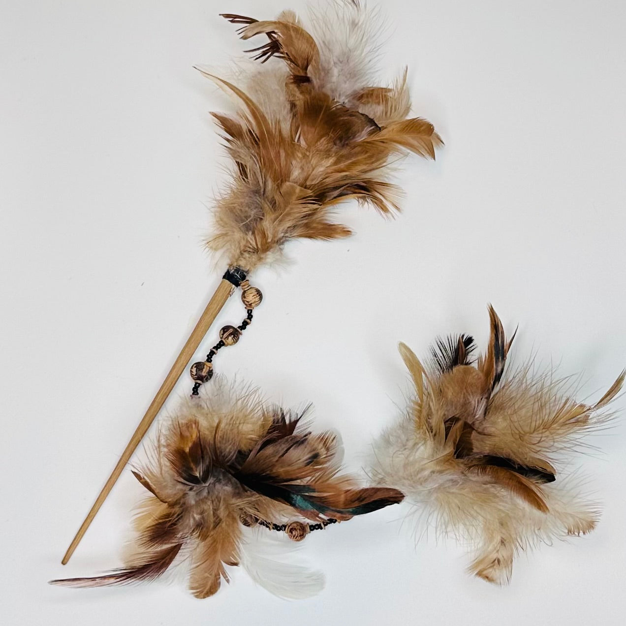 Eco handmade hair clip made with wood and feathers