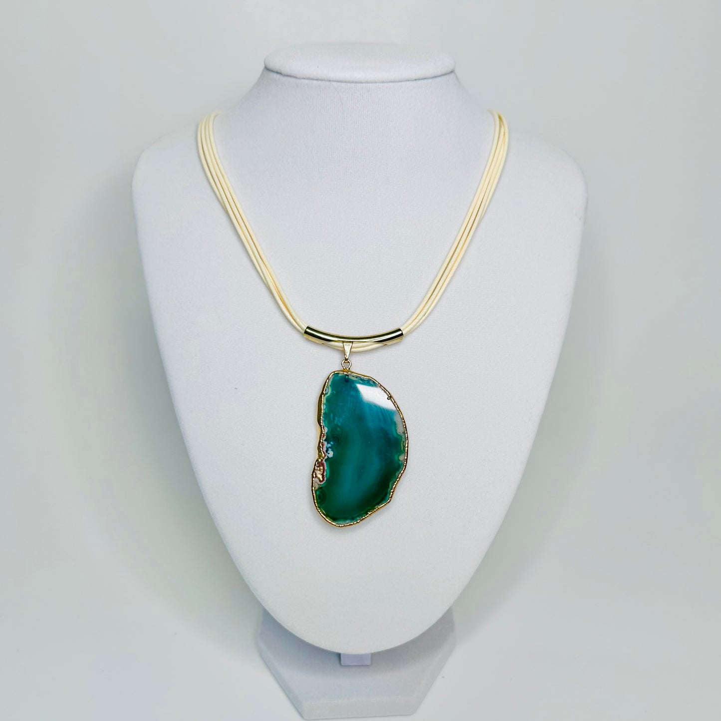 Eco handcrafted green quartz necklace