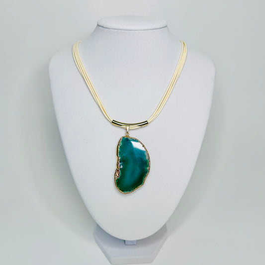 Eco handcrafted green quartz necklace