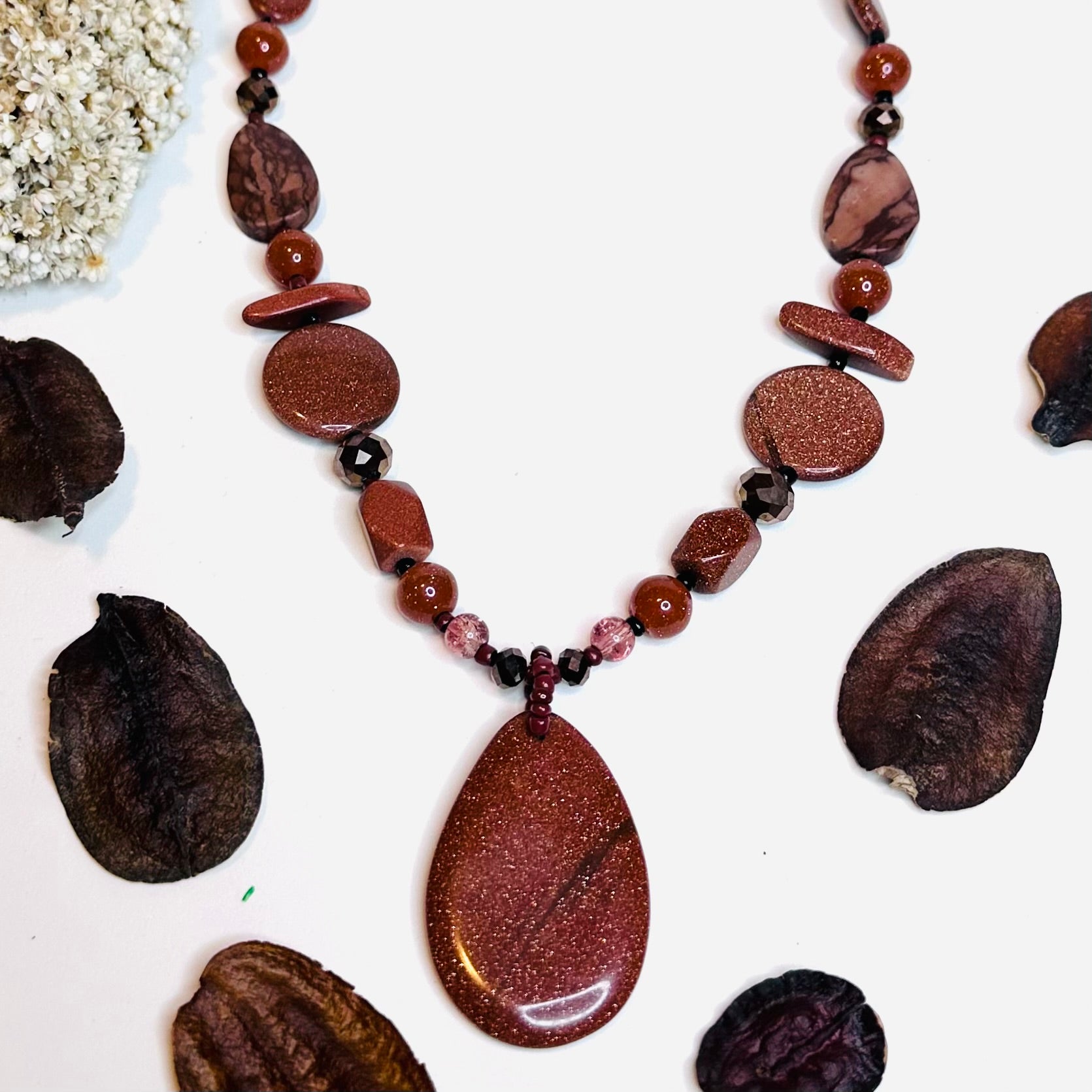 Eco handcrafted jewelry sunstone necklace