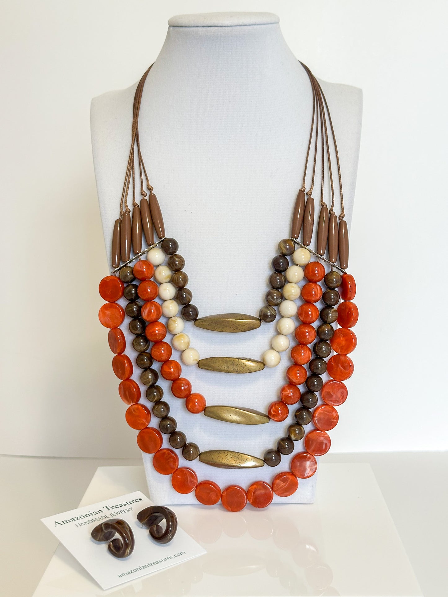 Brazilian Layered Beaded Statement Necklace & Earrings | Echoes of Brazil