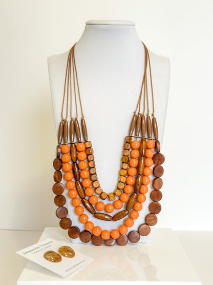 Brazilian Layered Beaded Statement Necklace & Earrings | Echoes of Brazil