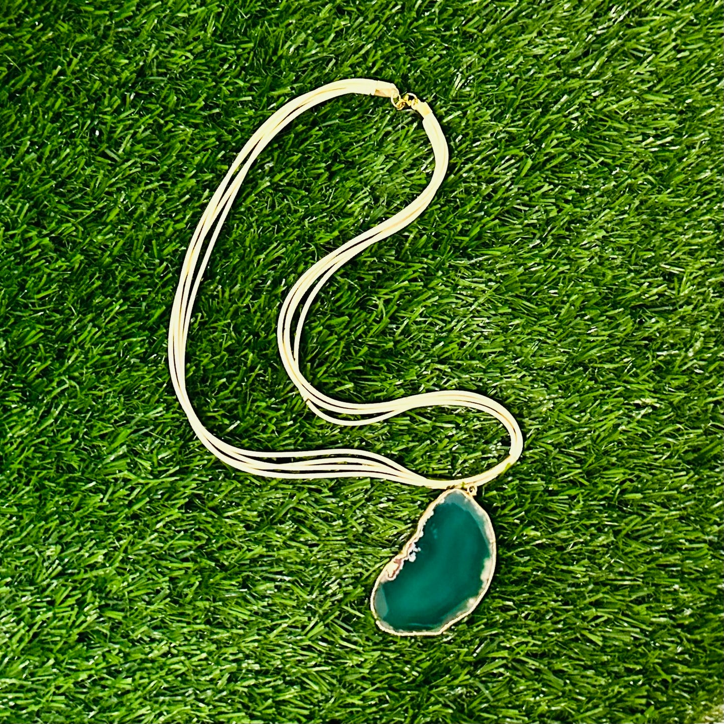 Eco handcrafted green quartz necklace