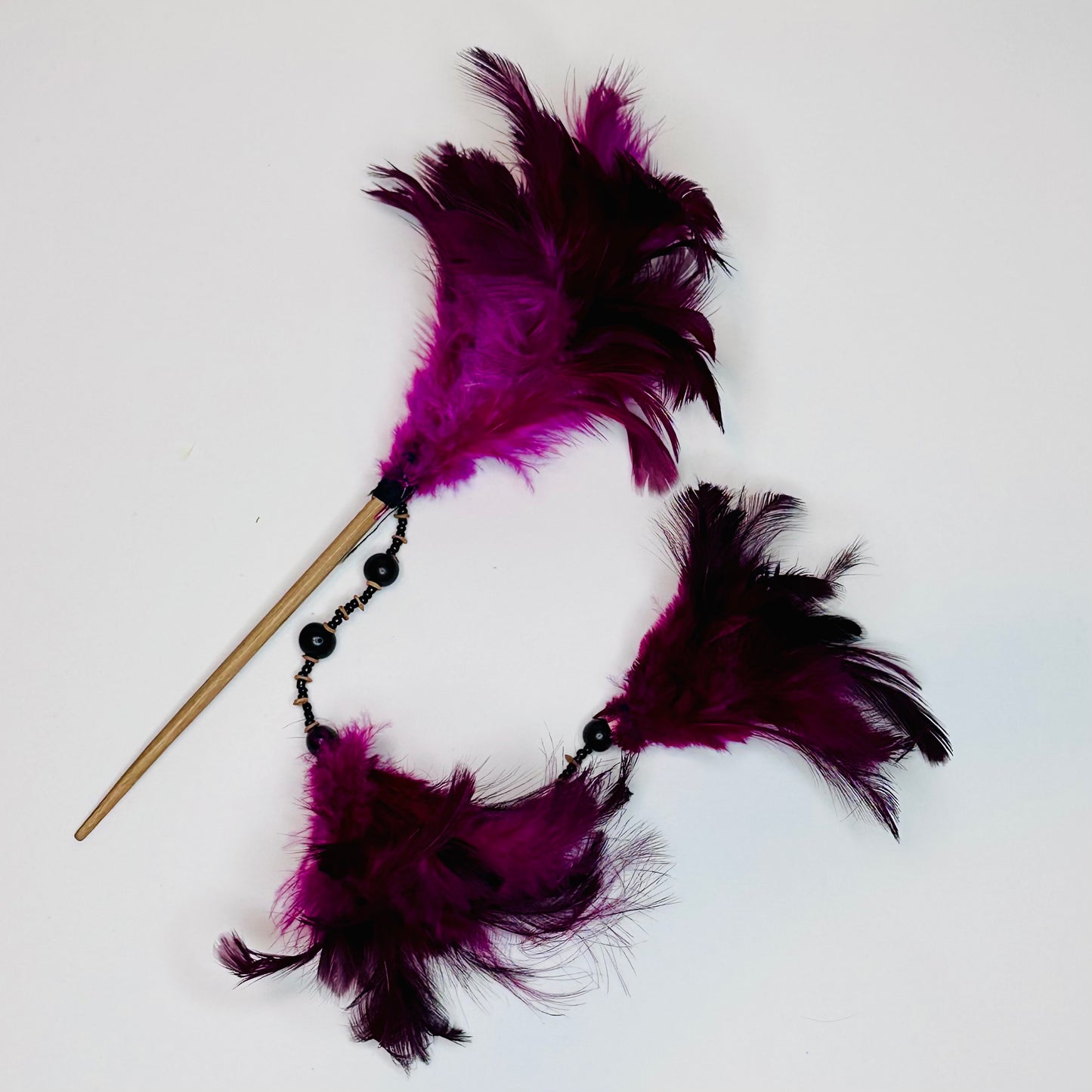 Eco handmade hair clip made with wood and feathers