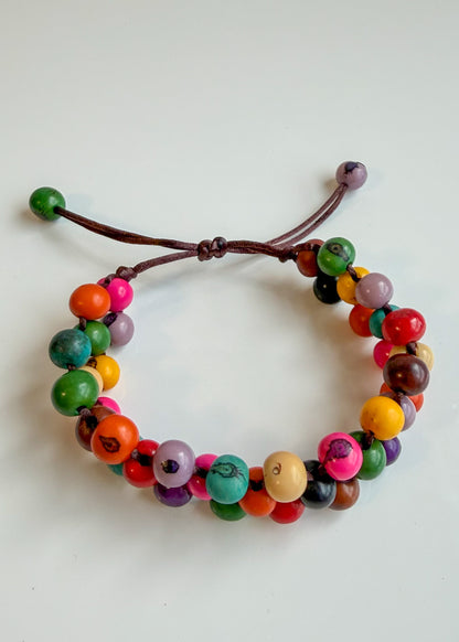 Colorful artisan-made Açaí seed bracelet from Brazil