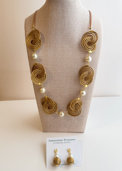 Pearl Dourada Set – Golden Grass & Pearl Jewelry