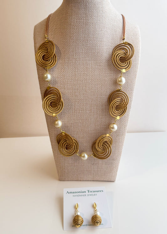 Pearl Dourada Set – Golden Grass & Pearl Jewelry