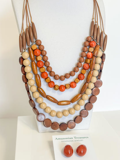 Brazilian Layered Beaded Statement Necklace & Earrings | Echoes of Brazil