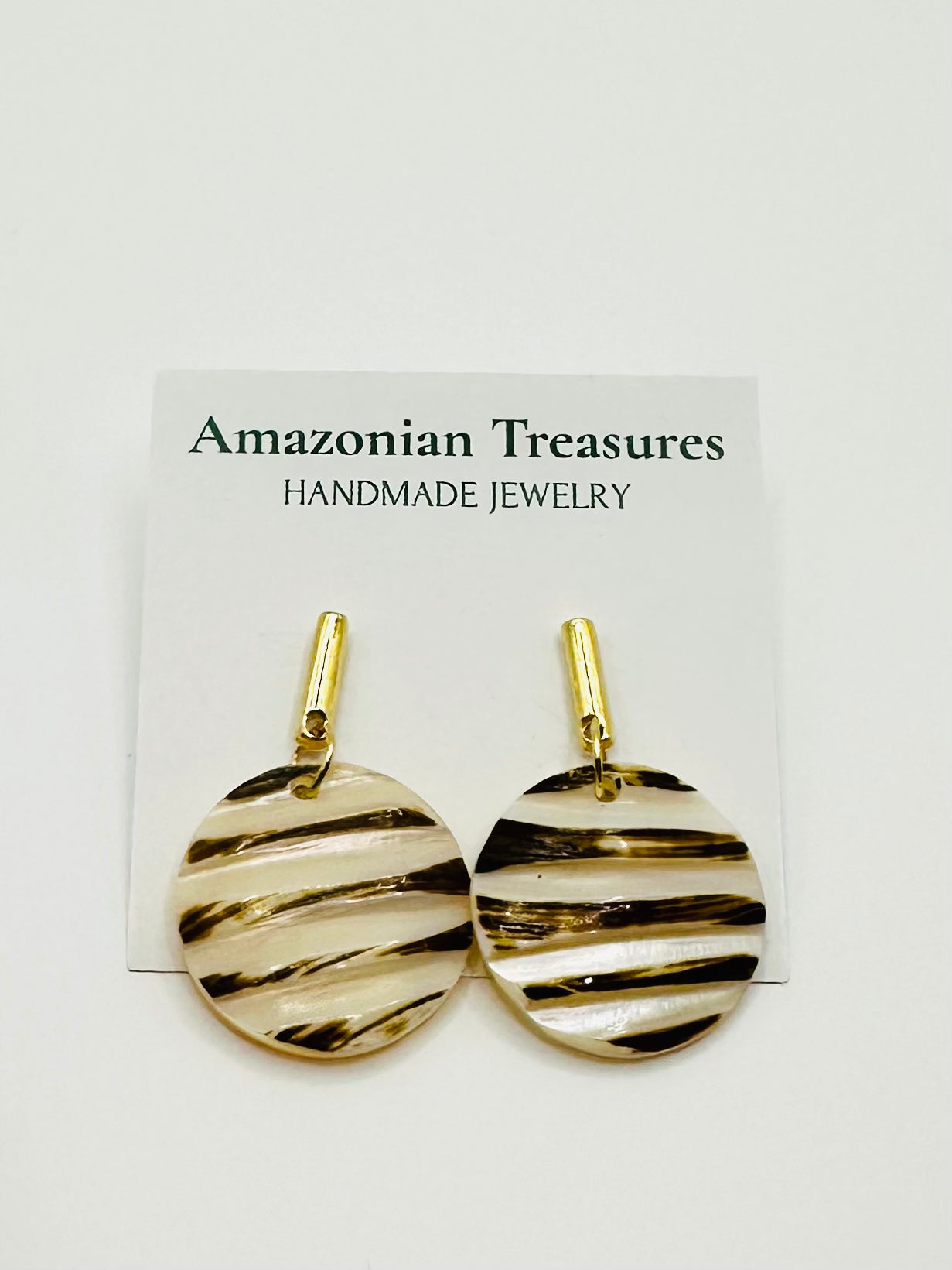 Elegant natural shell earrings close up