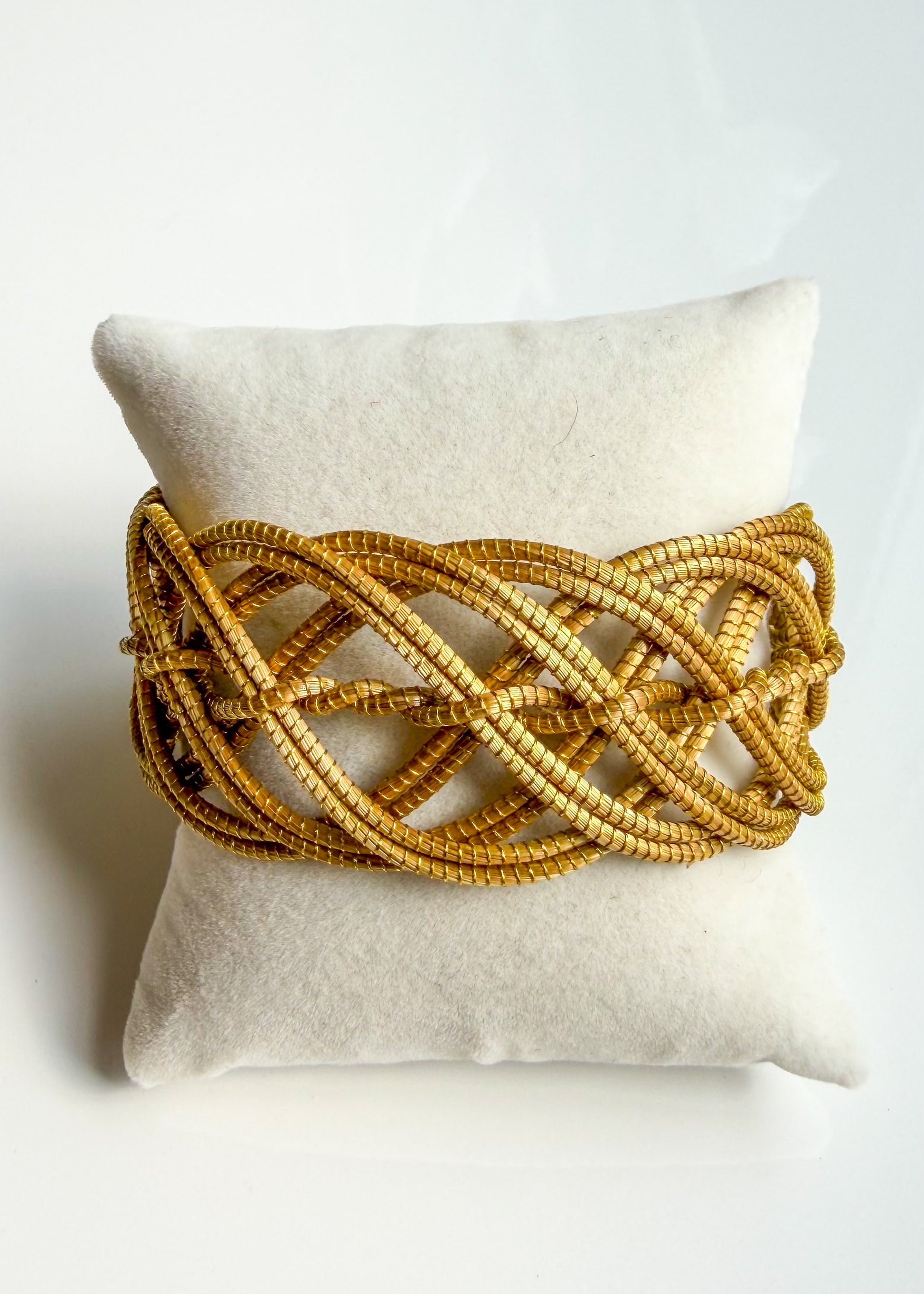 Handwoven Golden Grass Amazon Weave cuff from Brazil