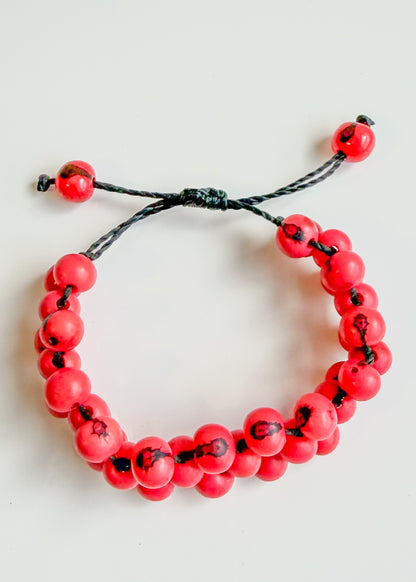 Handmade red Açaí seed bracelet with natural seeds from Brazil Acai