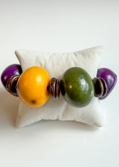 Jarina Terra bracelet with colorful Jarina and coconut shell handcrafted in Brazil