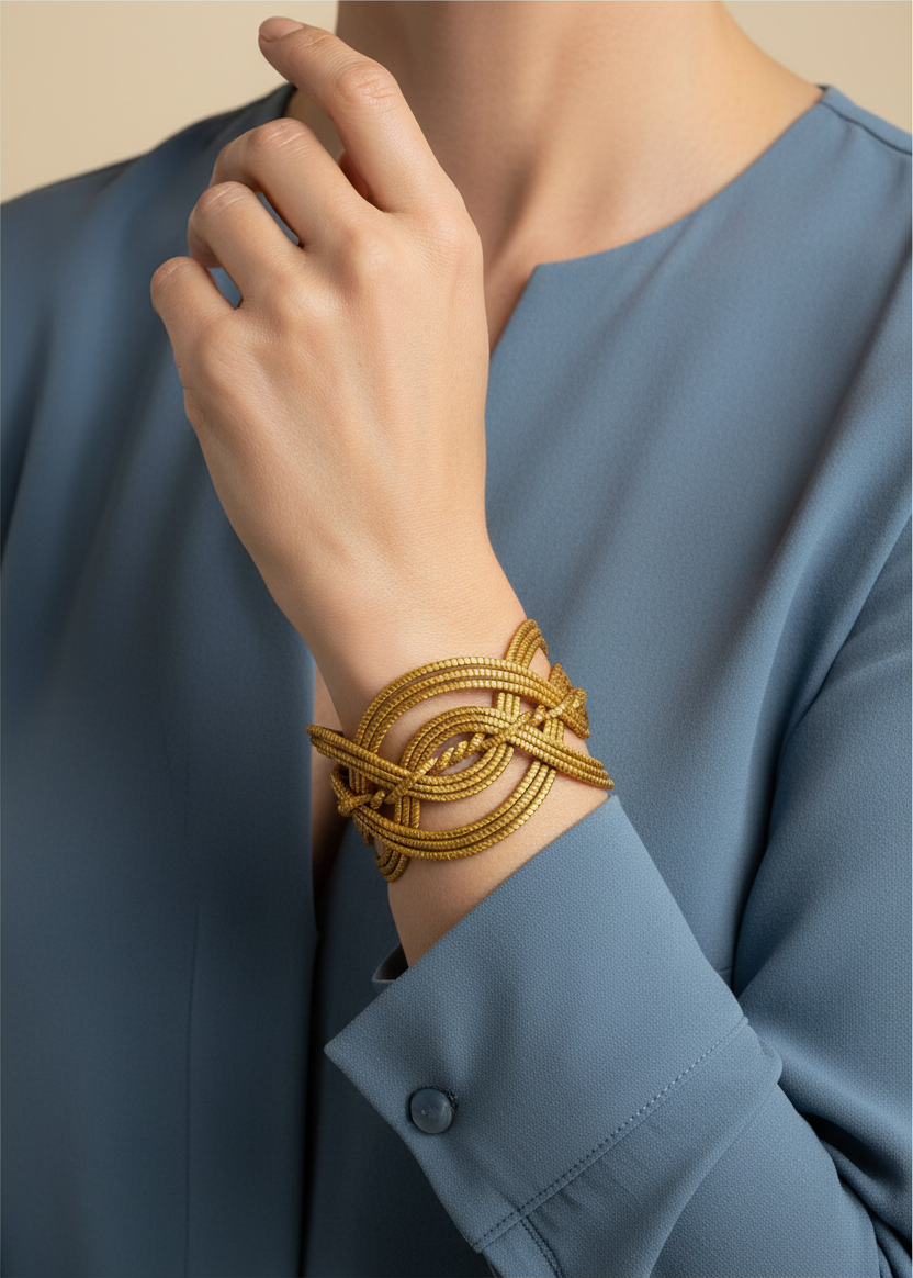 Golden Grass Statement Cuff – Handwoven Capim Dourado