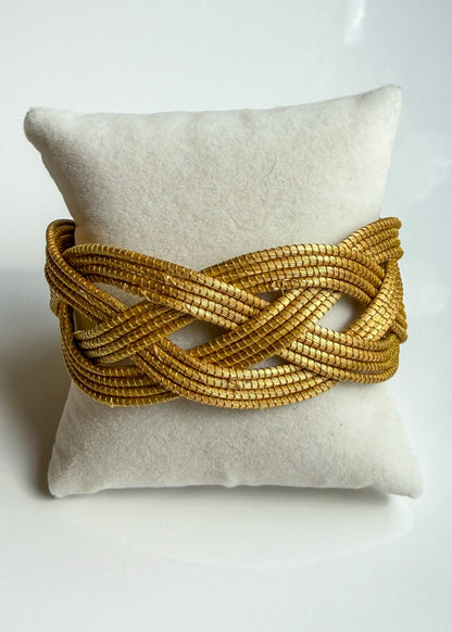 Golden Braid Capim Dourado statement cuff handcrafted in Brazil