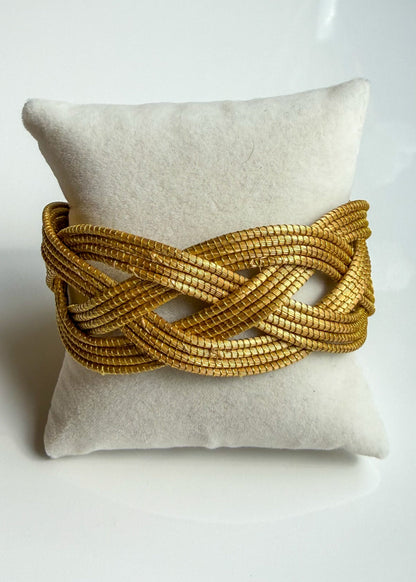 Golden Braid Capim Dourado statement cuff handcrafted in Brazil