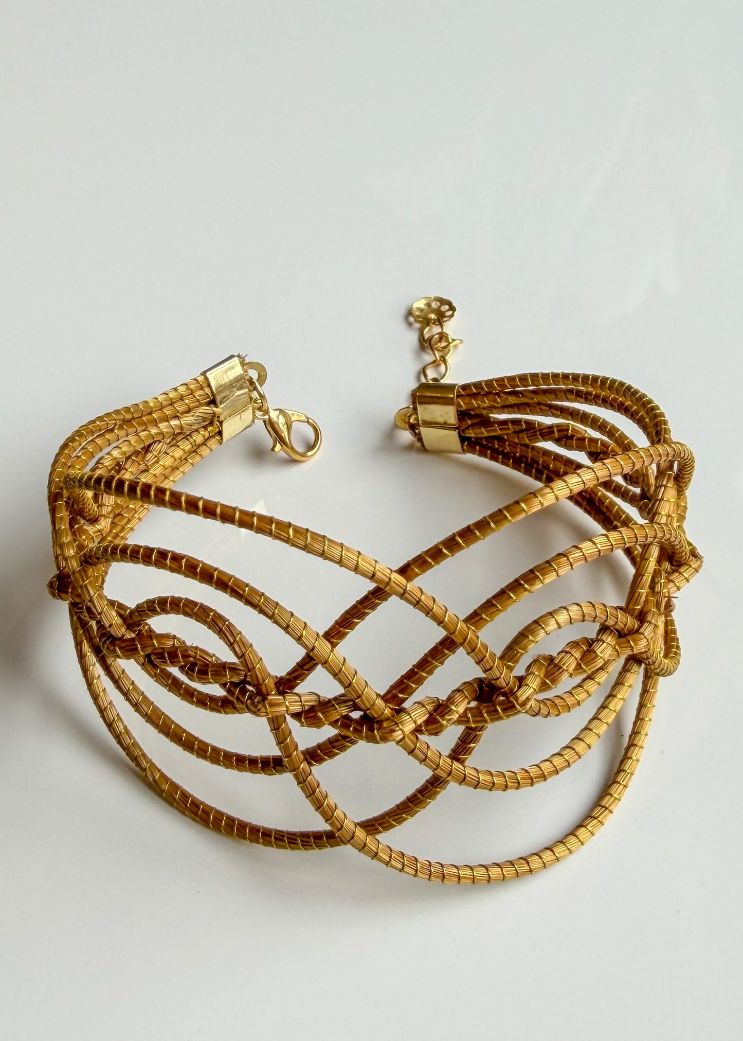 Golden Loop Capim Dourado statement cuff from Brazil detail