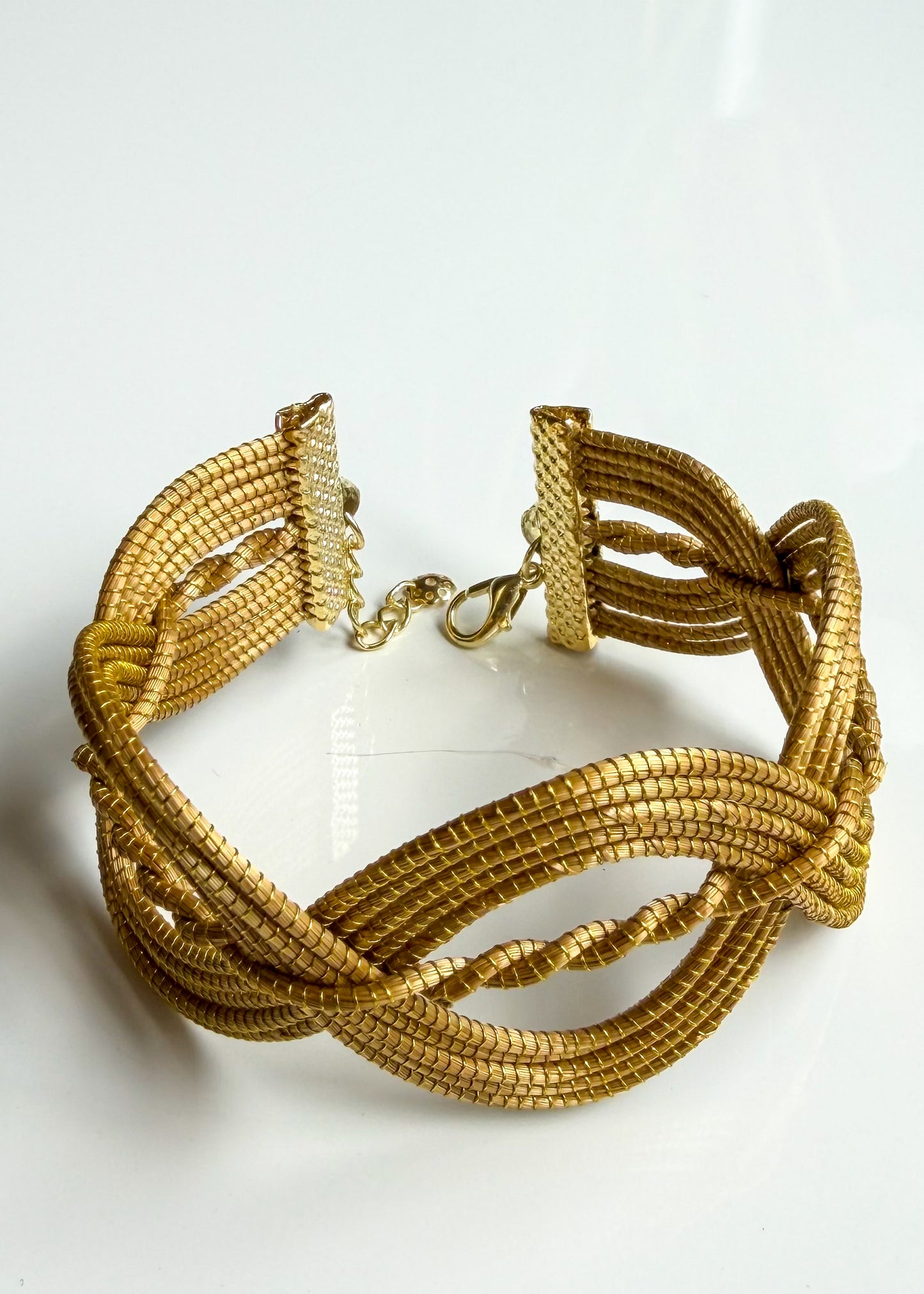 Golden Waves Capim Dourado woven bracelet from Brazil detail