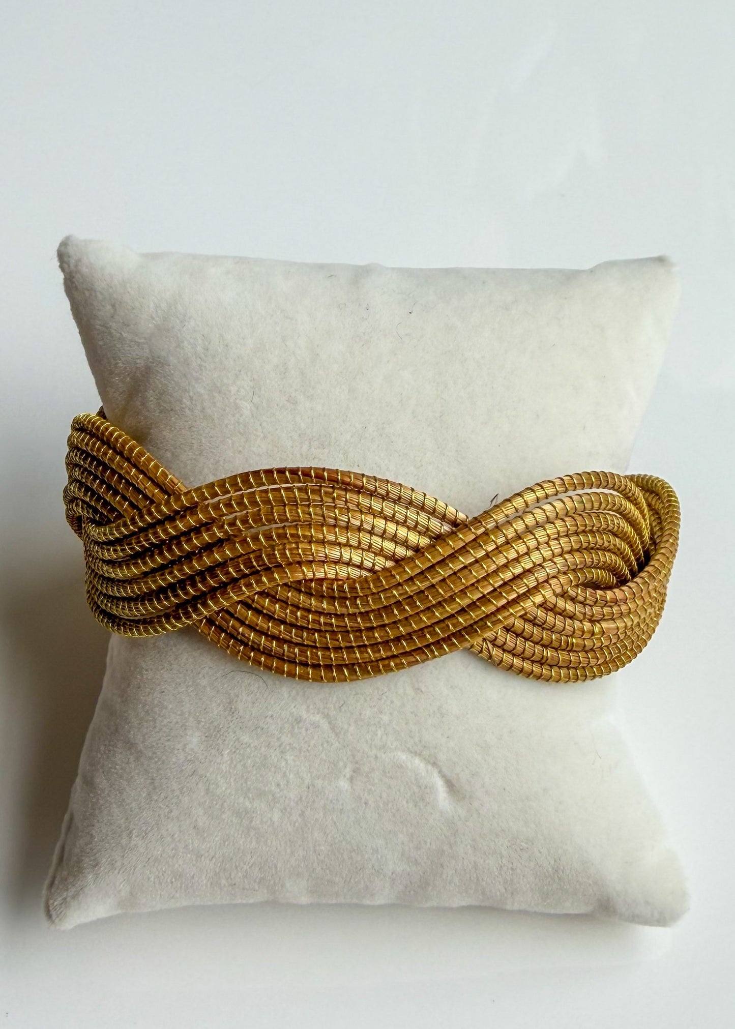Spiral Weave Golden Grass cuff handcrafted from Capim Dourado