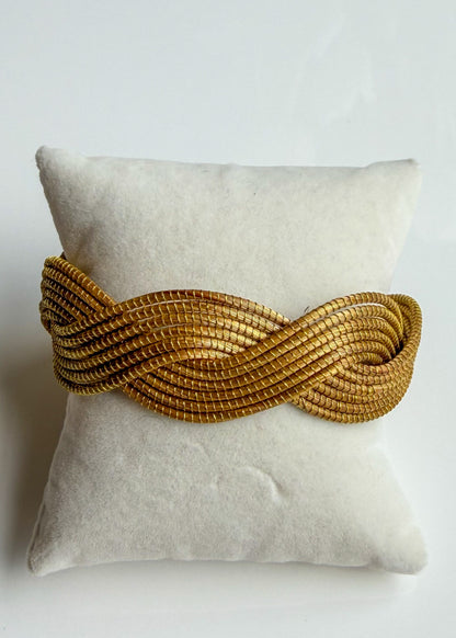 Spiral Weave Golden Grass cuff handcrafted from Capim Dourado