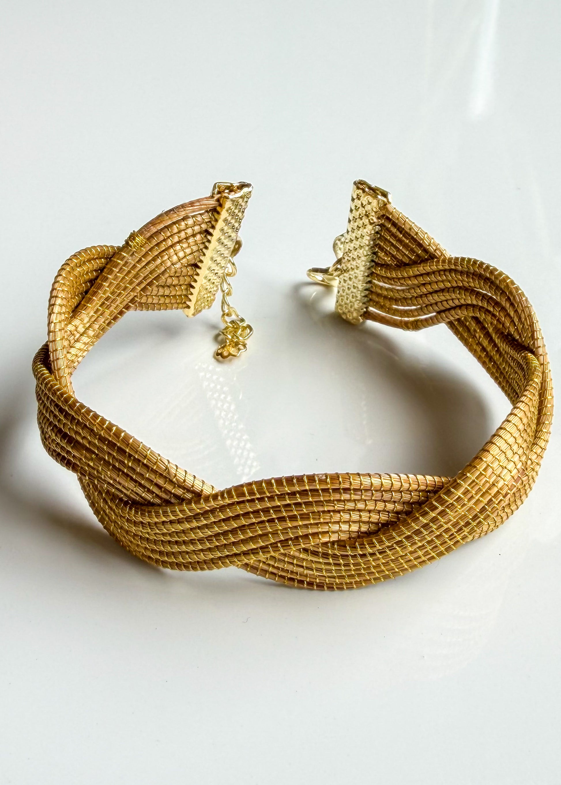 Spiral Weave Golden Grass cuff handcrafted from Capim Dourado detail
