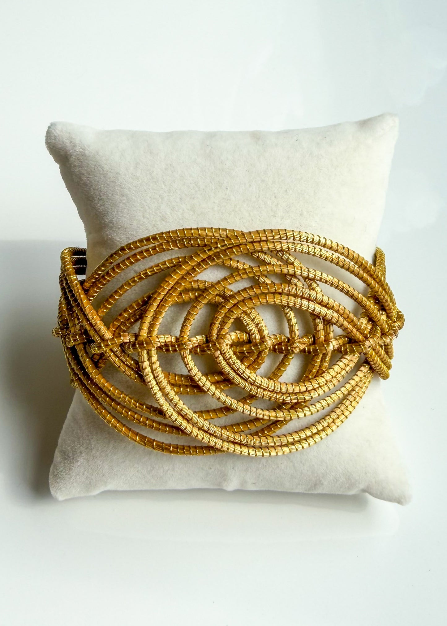Twisted Vine Golden Grass statement cuff handcrafted in Brazil