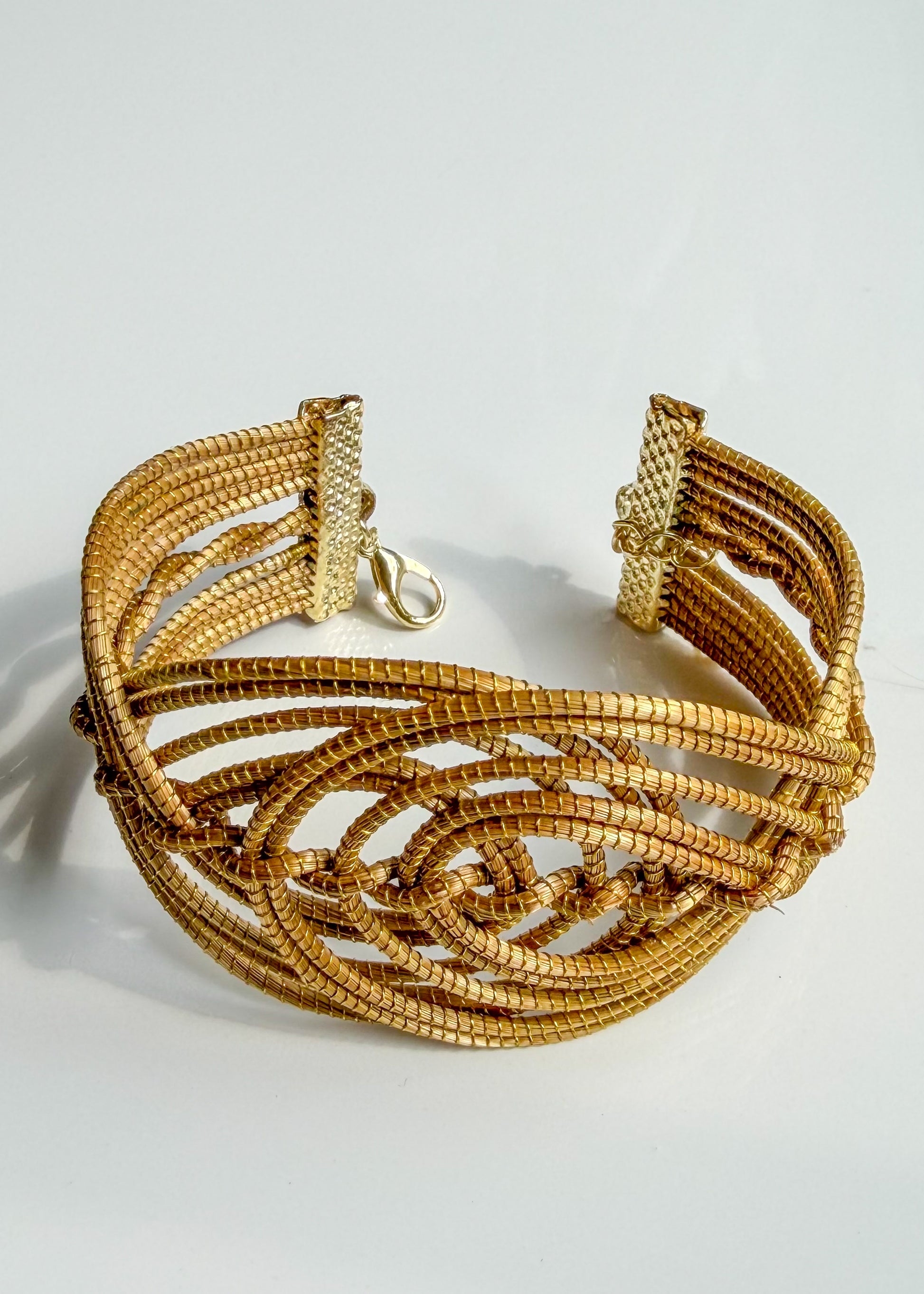 Twisted Vine Golden Grass bracelet handcrafted from Brazilian Capim Dourado detail